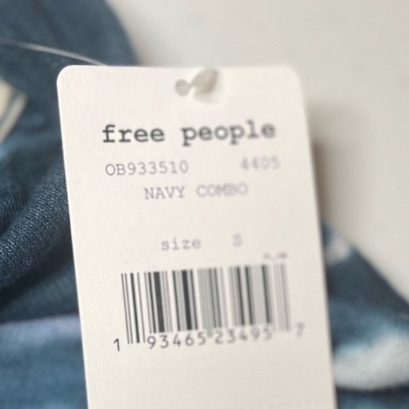 SOLD! NEW! Free People Navy Combo Psychedelic Mock Neck Long Sleeve Tee S - Picture 10 of 12